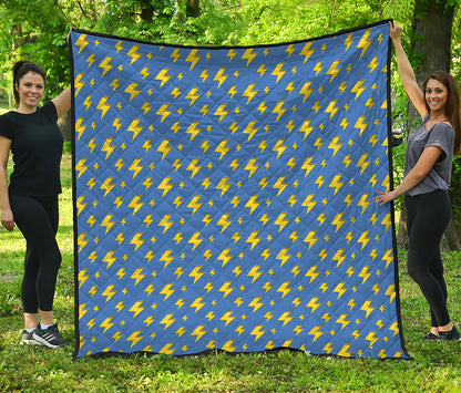Blue And Yellow Lightning Pattern Print Quilt