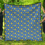 Blue And Yellow Lightning Pattern Print Quilt