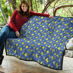 Blue And Yellow Lightning Pattern Print Quilt