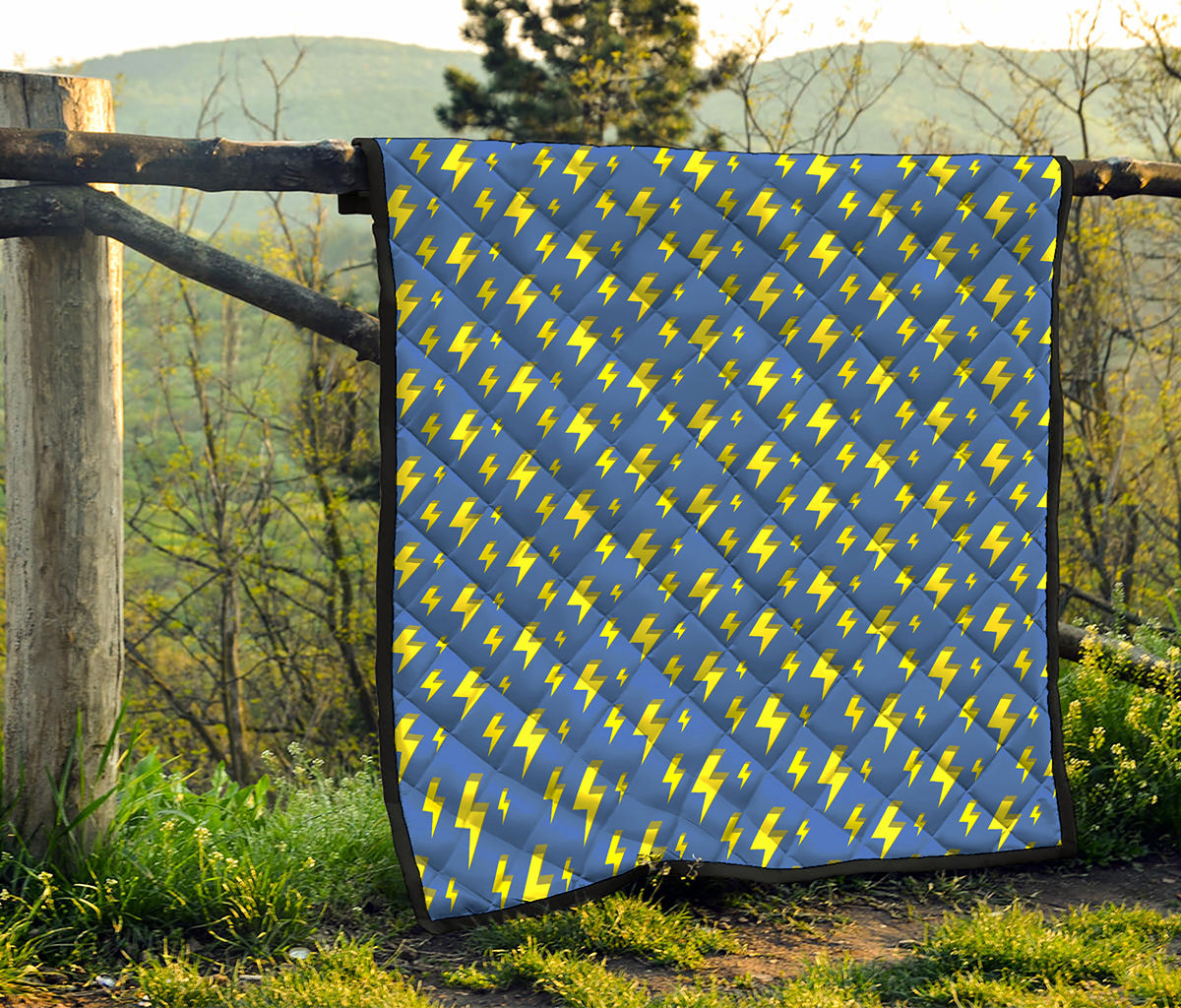 Blue And Yellow Lightning Pattern Print Quilt