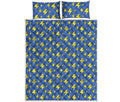 Blue And Yellow Lightning Pattern Print Quilt Bed Set