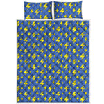 Blue And Yellow Lightning Pattern Print Quilt Bed Set