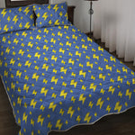 Blue And Yellow Lightning Pattern Print Quilt Bed Set