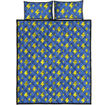 Blue And Yellow Lightning Pattern Print Quilt Bed Set