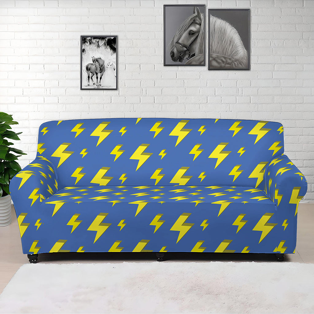 Blue And Yellow Lightning Pattern Print Sofa Cover