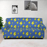 Blue And Yellow Lightning Pattern Print Sofa Cover