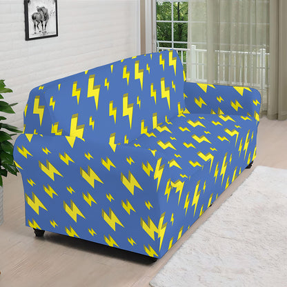 Blue And Yellow Lightning Pattern Print Sofa Cover