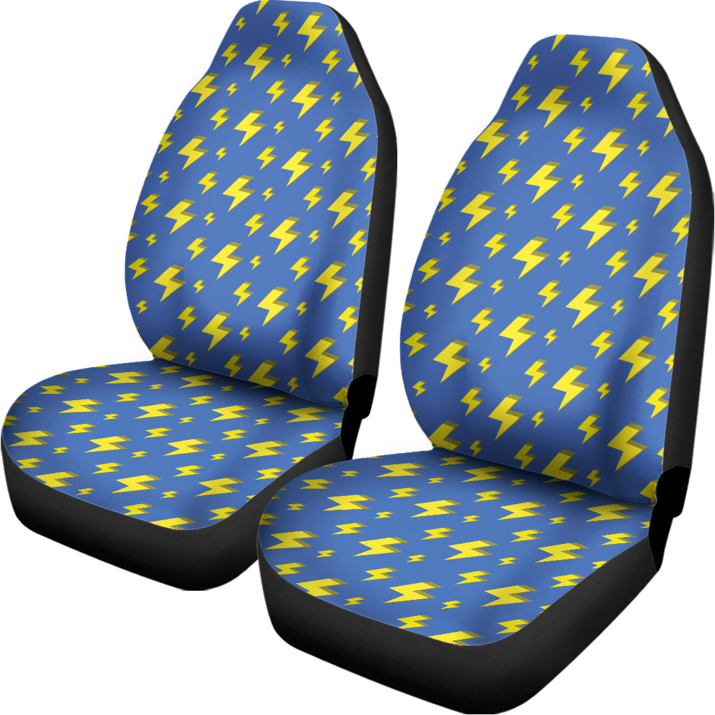 Blue And Yellow Lightning Pattern Print Universal Fit Car Seat Covers