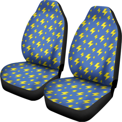 Blue And Yellow Lightning Pattern Print Universal Fit Car Seat Covers