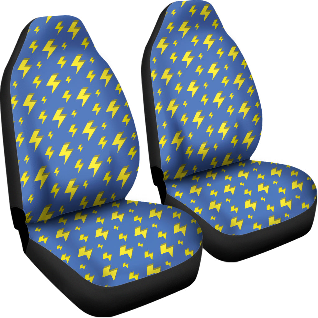 Blue And Yellow Lightning Pattern Print Universal Fit Car Seat Covers