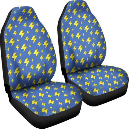 Blue And Yellow Lightning Pattern Print Universal Fit Car Seat Covers