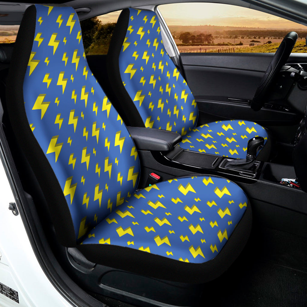 Blue And Yellow Lightning Pattern Print Universal Fit Car Seat Covers