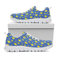 Blue And Yellow Lightning Pattern Print White Running Shoes