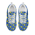 Blue And Yellow Lightning Pattern Print White Sneakers