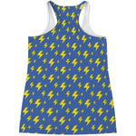 Blue And Yellow Lightning Pattern Print Women's Racerback Tank Top