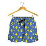 Blue And Yellow Lightning Pattern Print Women's Shorts