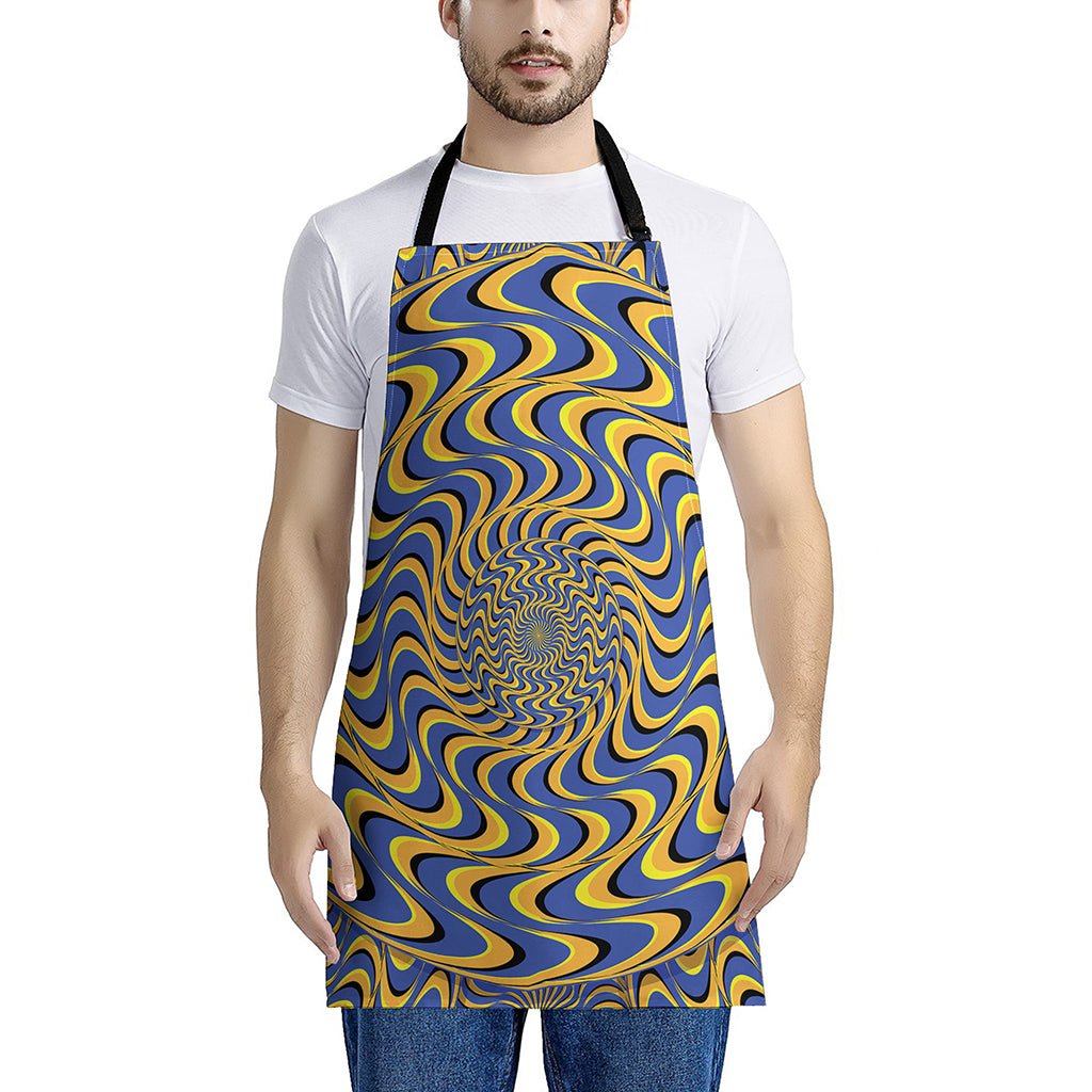 Blue And Yellow Motion Illusion Print Apron