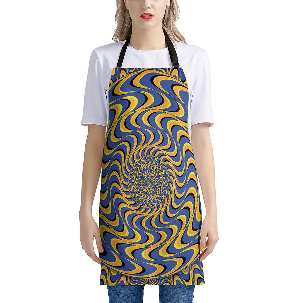 Blue And Yellow Motion Illusion Print Apron