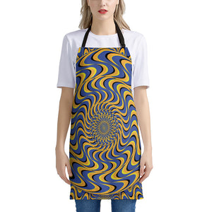 Blue And Yellow Motion Illusion Print Apron