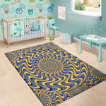 Blue And Yellow Motion Illusion Print Area Rug