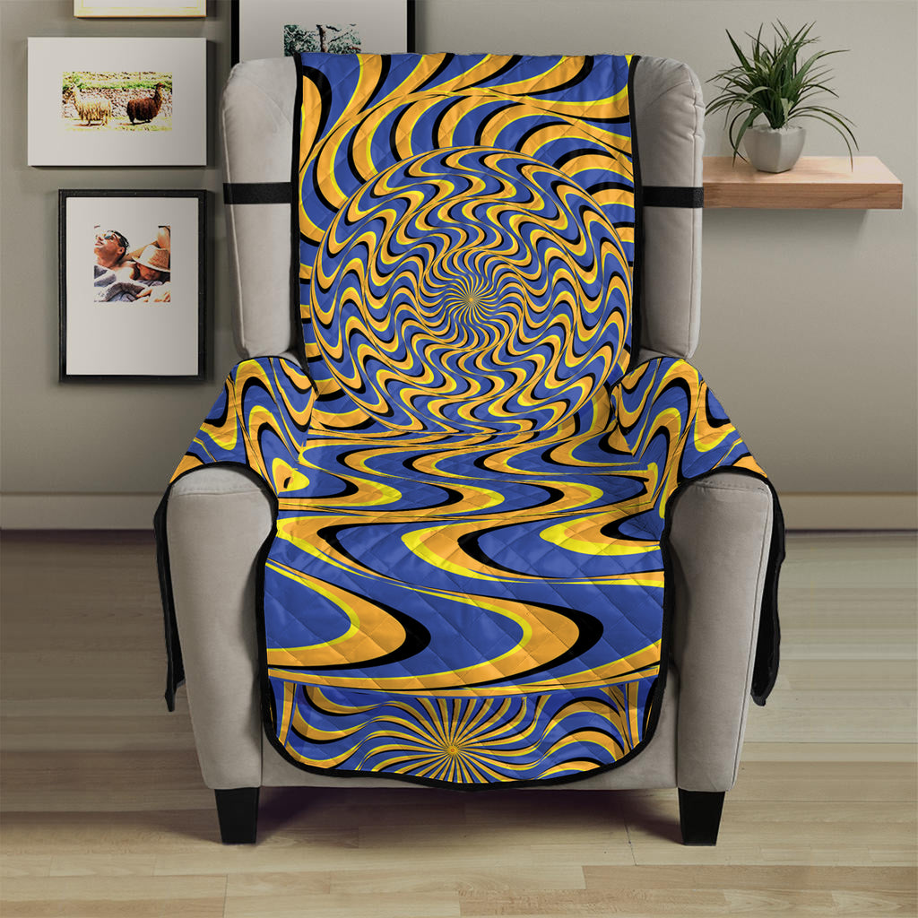 Blue And Yellow Motion Illusion Print Armchair Protector