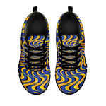 Blue And Yellow Motion Illusion Print Black Sneakers