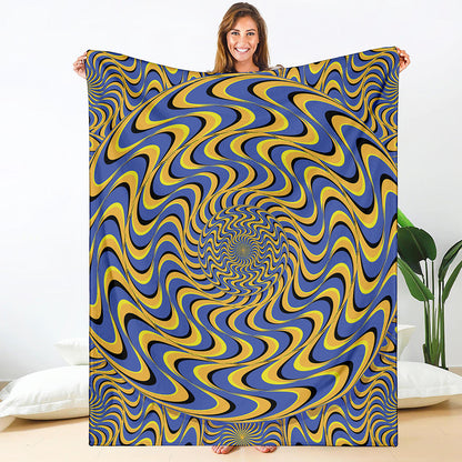 Blue And Yellow Motion Illusion Print Blanket