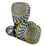 Blue And Yellow Motion Illusion Print Boxing Gloves