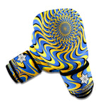 Blue And Yellow Motion Illusion Print Boxing Gloves