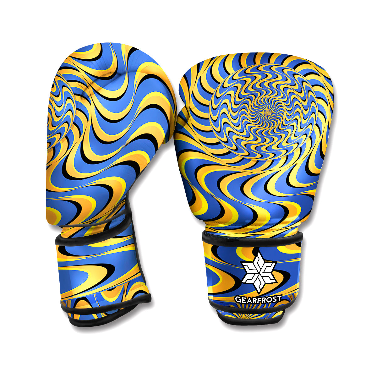 Blue And Yellow Motion Illusion Print Boxing Gloves