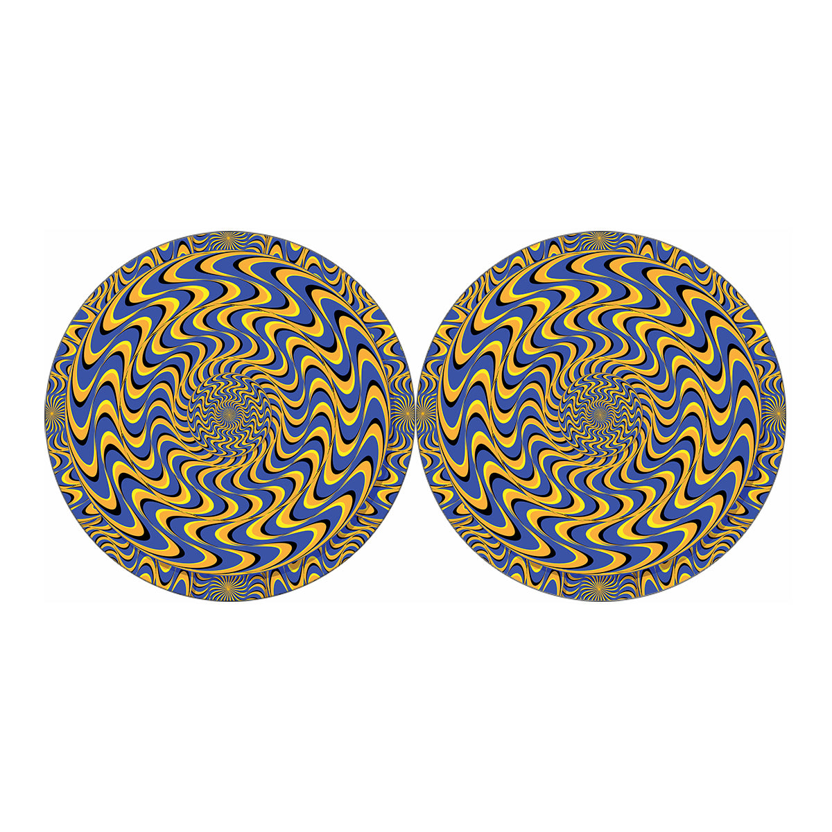 Blue And Yellow Motion Illusion Print Car Coasters