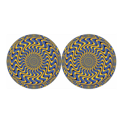 Blue And Yellow Motion Illusion Print Car Coasters