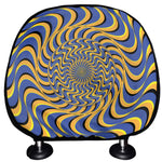 Blue And Yellow Motion Illusion Print Car Headrest Covers