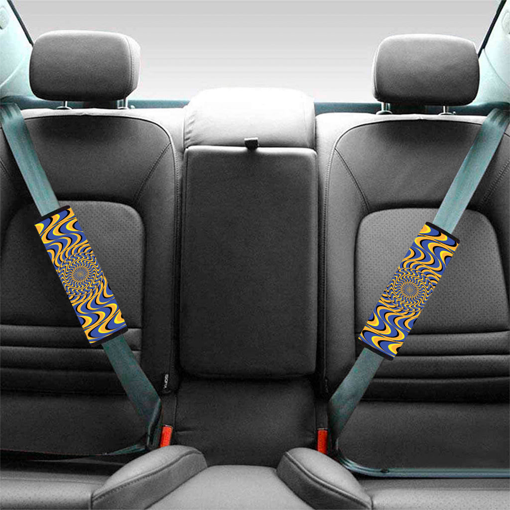 Blue And Yellow Motion Illusion Print Car Seat Belt Covers