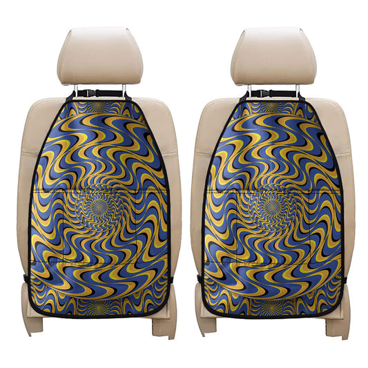 Blue And Yellow Motion Illusion Print Car Seat Organizers
