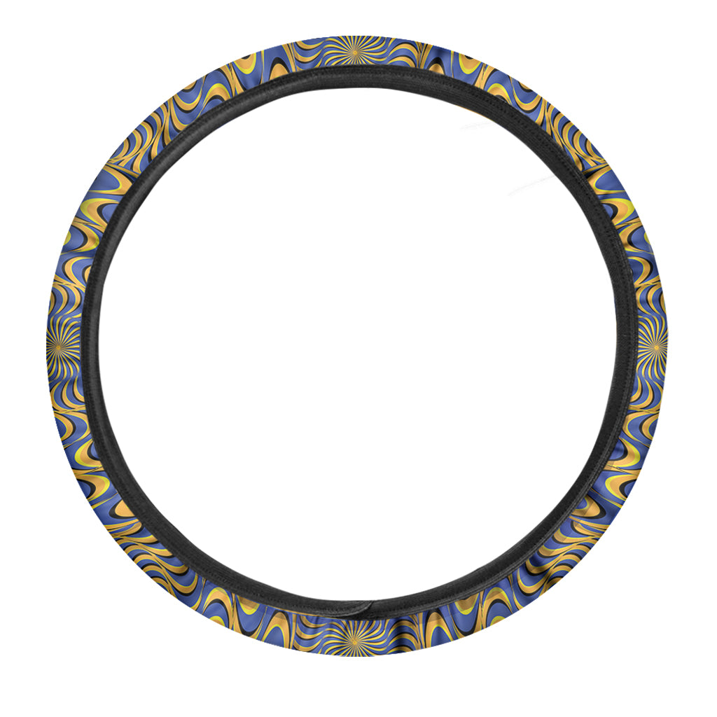 Blue And Yellow Motion Illusion Print Car Steering Wheel Cover