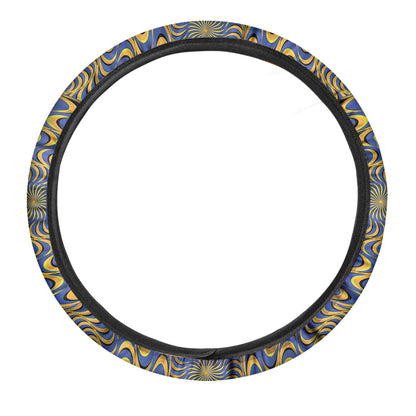 Blue And Yellow Motion Illusion Print Car Steering Wheel Cover