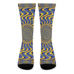 Blue And Yellow Motion Illusion Print Crew Socks