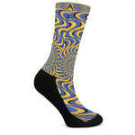Blue And Yellow Motion Illusion Print Crew Socks