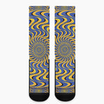 Blue And Yellow Motion Illusion Print Crew Socks