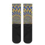 Blue And Yellow Motion Illusion Print Crew Socks