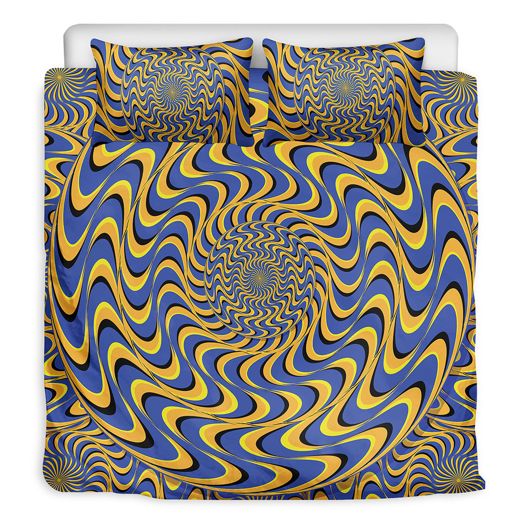 Blue And Yellow Motion Illusion Print Duvet Cover Bedding Set