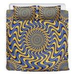 Blue And Yellow Motion Illusion Print Duvet Cover Bedding Set