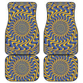 Blue And Yellow Motion Illusion Print Front and Back Car Floor Mats