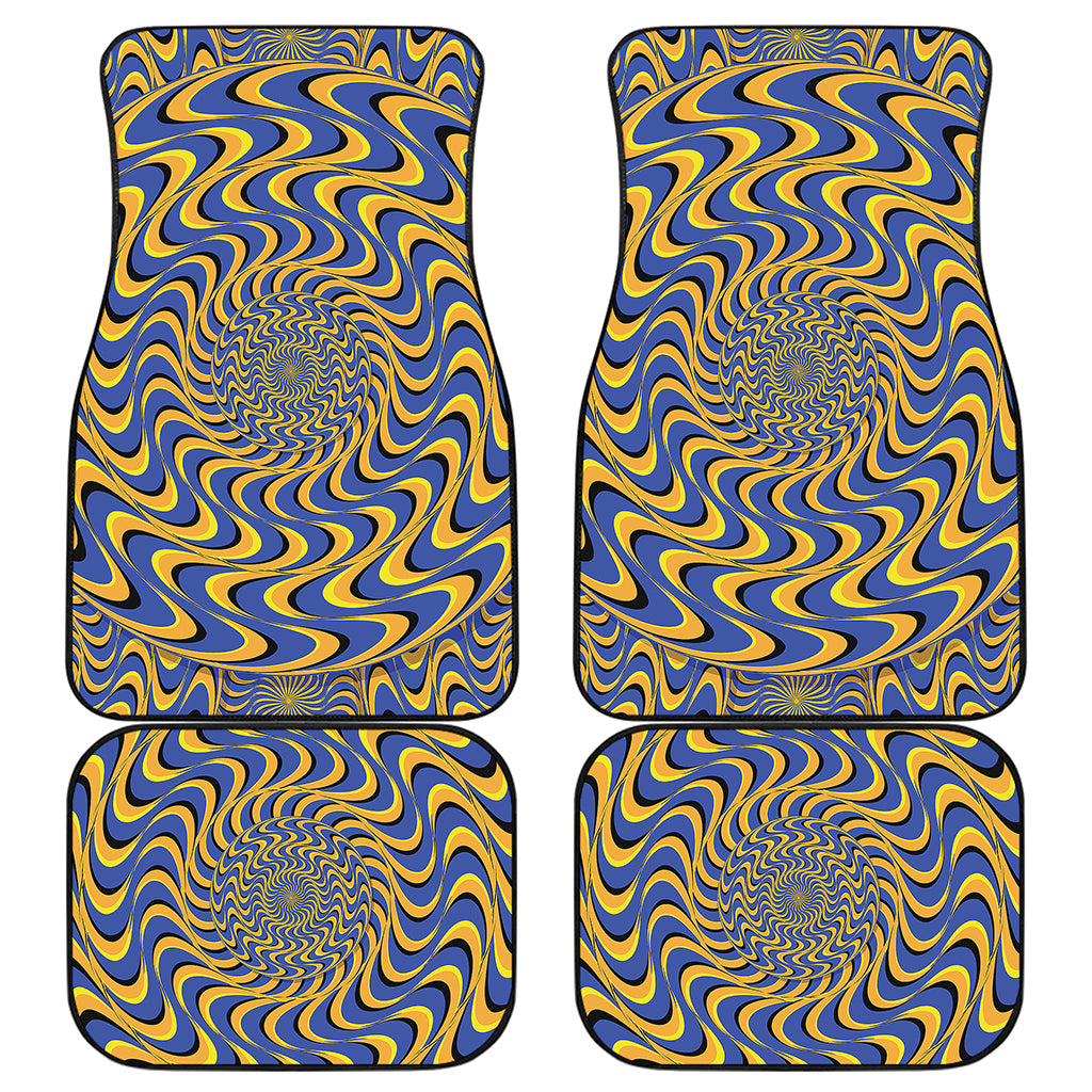 Blue And Yellow Motion Illusion Print Front and Back Car Floor Mats
