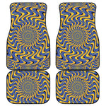 Blue And Yellow Motion Illusion Print Front and Back Car Floor Mats