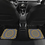 Blue And Yellow Motion Illusion Print Front and Back Car Floor Mats