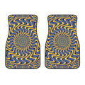 Blue And Yellow Motion Illusion Print Front Car Floor Mats