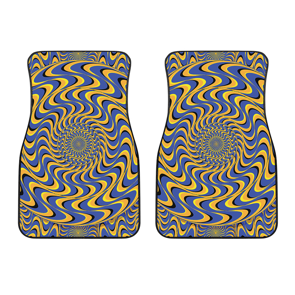 Blue And Yellow Motion Illusion Print Front Car Floor Mats