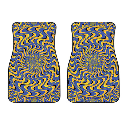 Blue And Yellow Motion Illusion Print Front Car Floor Mats